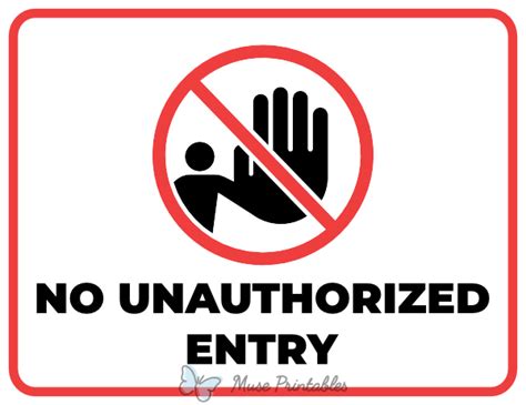 Printable No Unauthorized Entry Sign