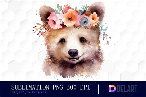 Watercolor Cute Bear Clipart Design