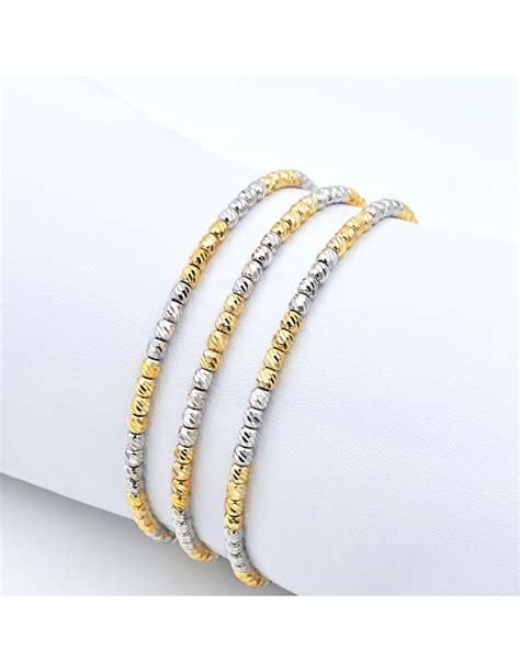 SHINY BALLS BANGLE BRACELET SILVER 925- SILVER/GOLD