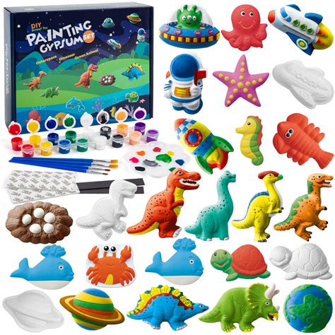Buy Juboury Kids Arts and Crafts Plaster Painting Craft Kit Art Set - Painting Your Own Space ...