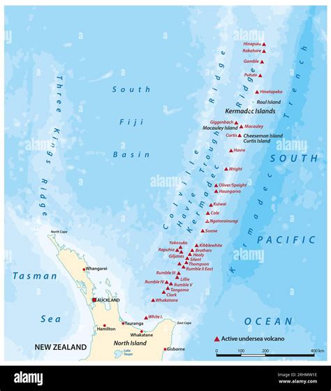 Map of the Kermadec islands and Ridge, New Zealand Stock Photo - Alamy