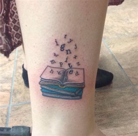 Pale of book with flying letters cute slightly colored ankle tattoo ...