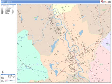 Concord New Hampshire Wall Map (Color Cast Style) by MarketMAPS - MapSales.com