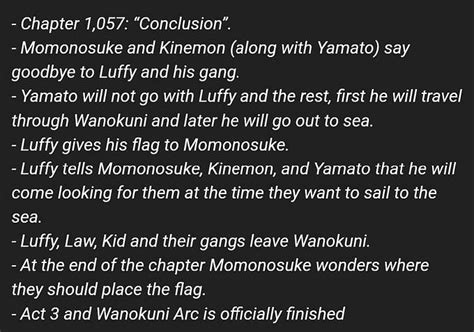 One Piece Chapter 1057 spoilers reveal the Wano arc ending