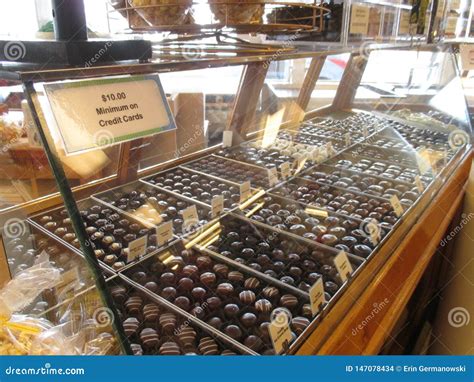 Chocolate Display at a Candy Store Stock Photo - Image of display ...