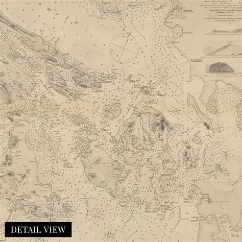 1865 Puget Sound Map Old Map of Puget Sound WA Showing San Juan Island ...