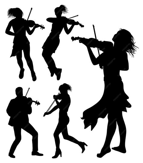 Premium Vector | Male and female violin player playing violin ...