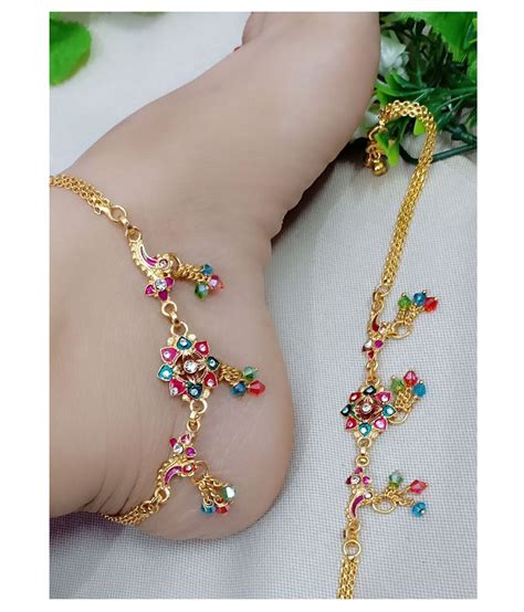 Traditional Stone Studded Gold Plated Anklets: Buy Traditional Stone Studded Gold Plated Anklets ...