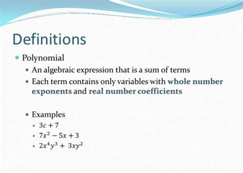 Polynomials | Algebraic expressions, Polynomials, Real numbers