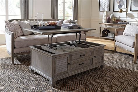 Lancaster Dovetail Grey Lift Top Storage Cocktail Table with Casters ...