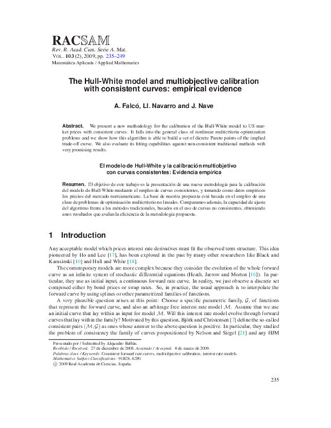 (PDF) The Hull-White model and multiobjective calibration with ...