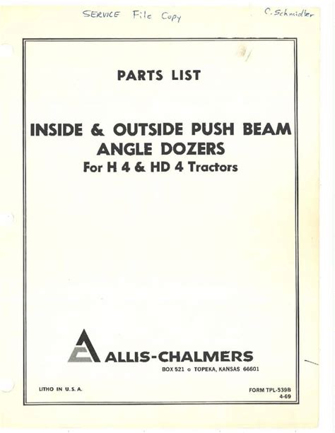 ALLIS CHALMERS FIATALLIS HD4 DOZER ATTACHMENT PARTS CRAWLER DOZER Parts Manual PDF Download ...