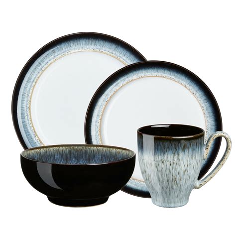 Denby Halo Dinnerware Dish Set 4-piece Black-Blue Service for 1 - Denby/Langley/Lovatts