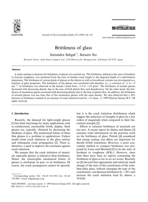 (PDF) Brittleness of Glass