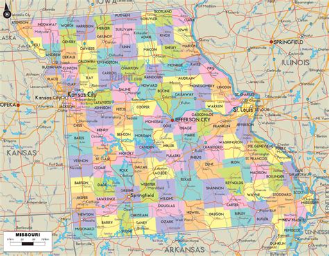 Missouri Counties Road Map USA