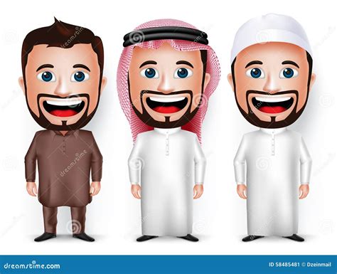 Set of 3D Realistic Cartoon Character Dress for Saudi Arabian and ...