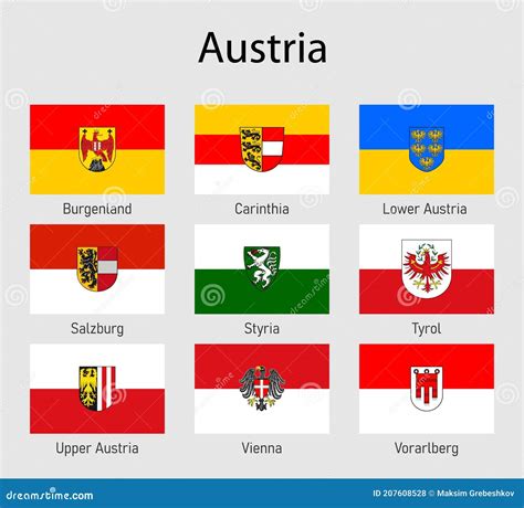 Set Flags of the States of Austria, All Austrian Regions Flag Stock Illustration - Illustration ...