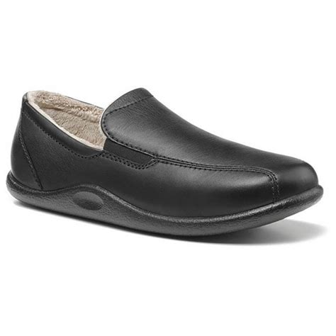 Hotter Mens Relax Black Leather Slippers