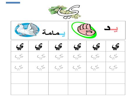 نشاط إثرائي - كتابة حرف الياء ( يد - يمامة ) - حروفي