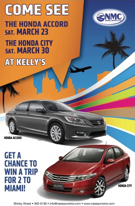 Come see the new Honda Accord & City at Kelly’s on Saturday, March 23, 2013 – Nassau Motor Company