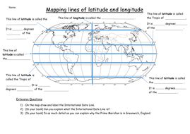 Latitude and Longitude Worksheet | Teaching Resources