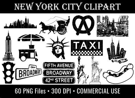 New York City Clipart Silhouette Manhattan Clip Art NYC | Etsy