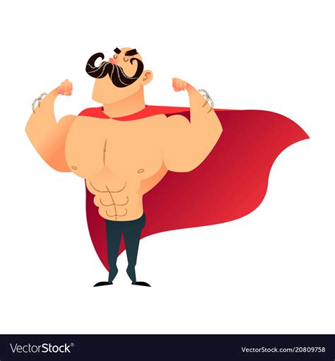 Strong cartoon funny superhero power super hero Vector Image