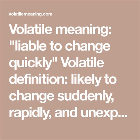 What Is The Definition Of Volatile - DEFINITIONVA