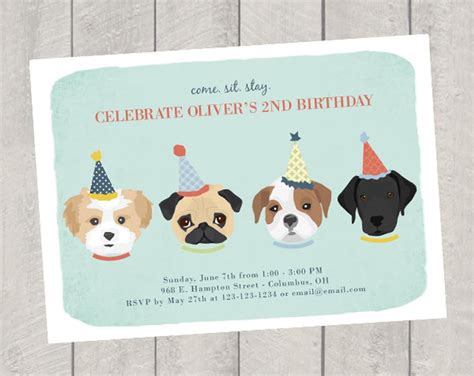 image 0 | Dog birthday party invitations, Dog party invitations, Dog birthday party