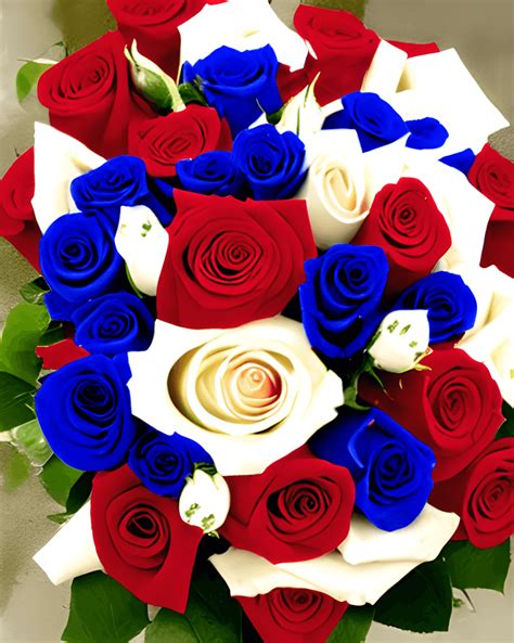 Bouquet of Red White and Blue Roses Digital Graphic · Creative Fabrica