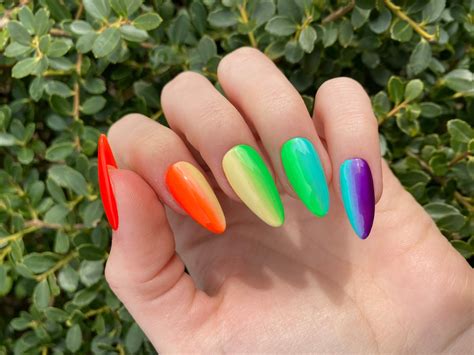 Rainbow Nails / Rainbow Gradient Press On Nails | Etsy