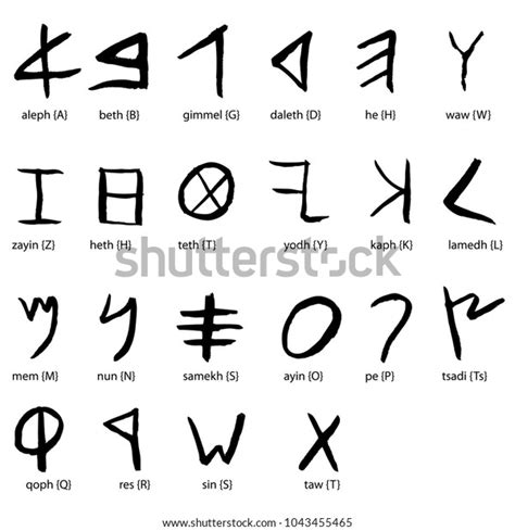 Hand Drawn Ancient Phoenician Alphabet Font: เวกเตอร์สต็อก (ปลอดค่า ...