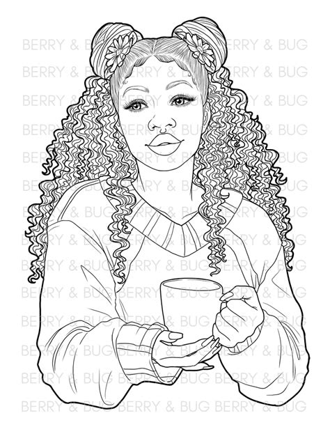 Adult Coloring Page Woman Portrait Coloring Book | Etsy Printable Adult ...