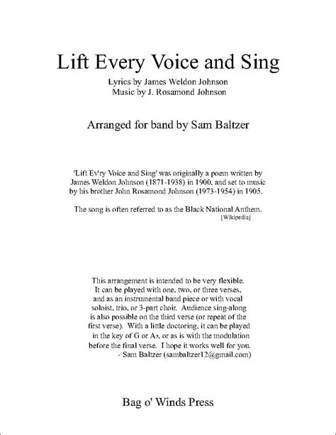 Lift Every Voice and Sing by Sam Baltzer| J.W. Pepper Sheet Music