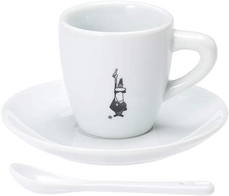 Bialetti Classic Italian Espresso Cup and Saucer with Spoon Set in Porcelain, White: Amazon.ca ...