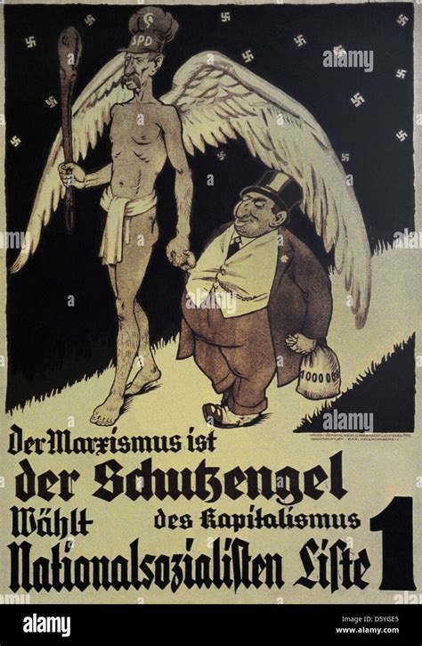 Germany. NSDAP poster for the Reichstag election. November, 1932. Marxism is the guardian angel ...