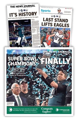 Eagles Super Bowl Win - The News Journal February 5 Reprint