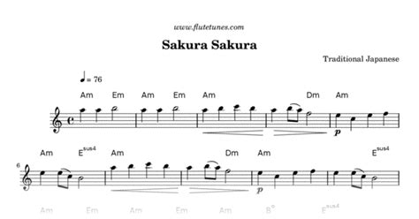 Sakura Sakura (Trad. Japanese) - Free Flute Sheet Music | flutetunes.com