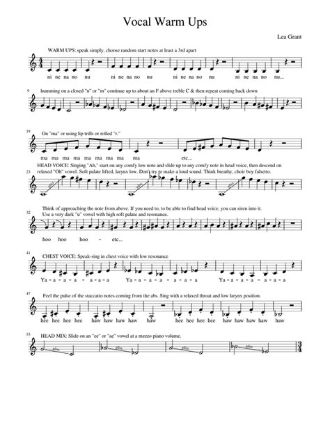 Vocal Warm Ups Sheet music for Piano | Download free in PDF or MIDI ...