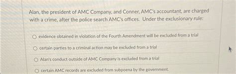 Solved Alan, the president of AMC Company, and Conner, AMC's | Chegg.com