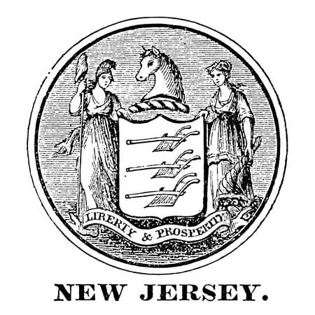 New Jersey State Seal. /Nthe Seal Of New Jersey, One Of The Original Thirteen States, At The ...