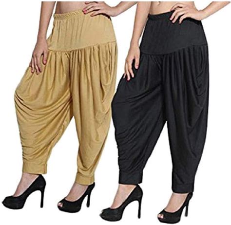 Sharvgun Plain Punjabi Patiala Salwar Viscose Lycra Trouser Indian Baggy Pants for Women Dhoti ...