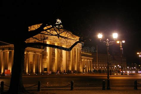 Brandenburg Gate Illuminated at Night Stock Photo - Image of berlin ...