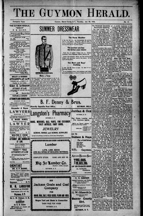 The Guymon Herald. (Guymon, Okla. Terr.), Vol. 15, No. 17, Ed. 1 Thursday, July 20, 1905 - Page ...