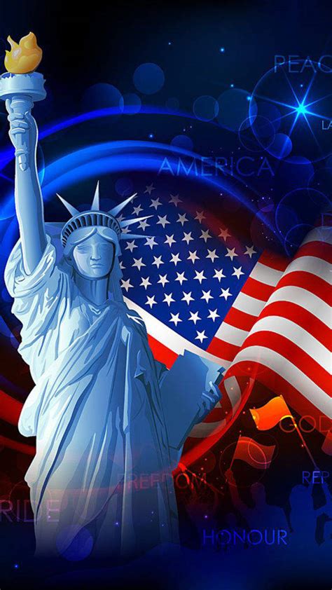Download Statue Of Liberty American Flag Iphone Wallpaper | Wallpapers.com
