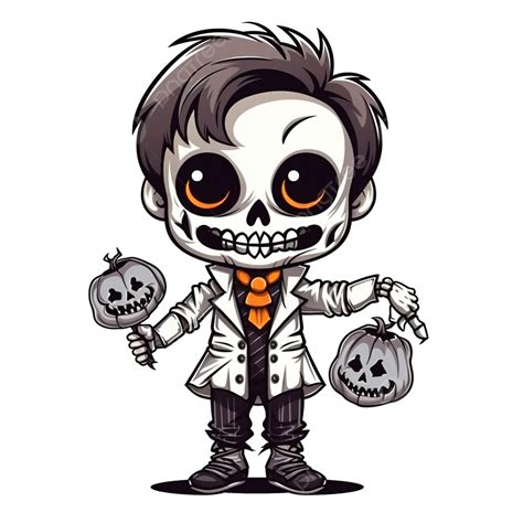 Halloween Kid Cartoon Character In Halloween Skeleton Costume, Halloween, Skeleton, Costume PNG ...