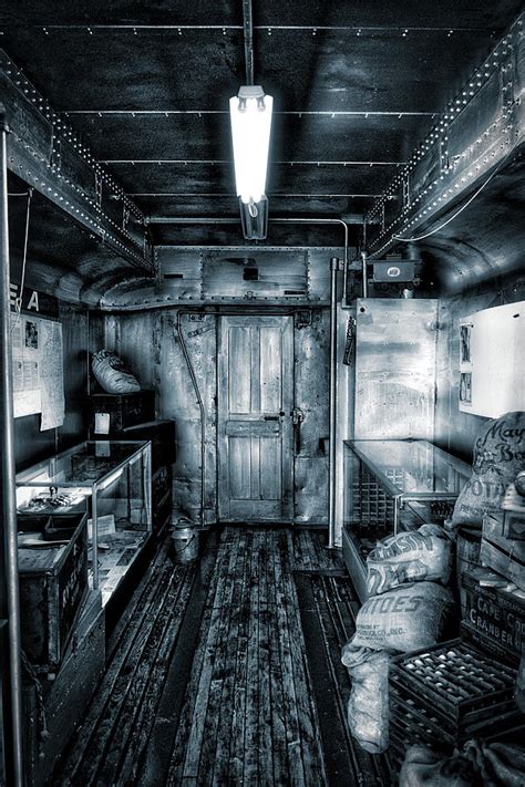 Trains Vintage Box Car Interior Vertical BW Photograph by Thomas ...