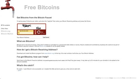 The first BTC 'faucet' distributed 5 BTC per visitor : r/CryptoCurrency