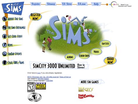 The Sims in 2000 - Web Design Museum