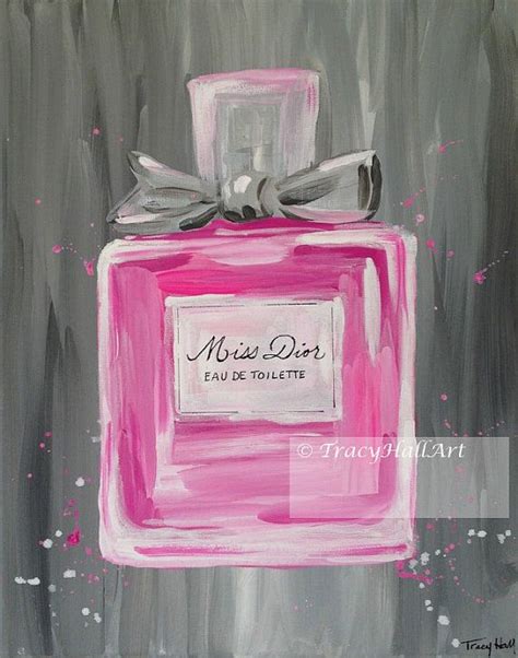 Dior Art PRINT Miss Dior Perfume Bottle Pink Gray from original painting by Tracy Hall in 2021 ...